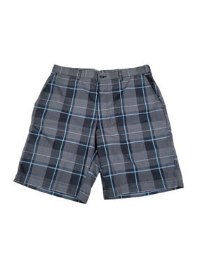Champion Tour Men's Gray Black Plaid 100% Polyester Shorts Size 34 Inseam 10